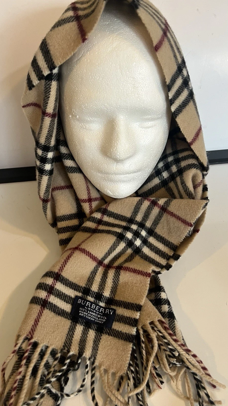 Burberry London Lambswool Scarf Womens Multicolor Iconic Plaid Classic Fringing