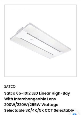 Satco 65-1012 LED Linear High Bay Light 200W/220W/255W 3K/4K/5K CCT Selectable
