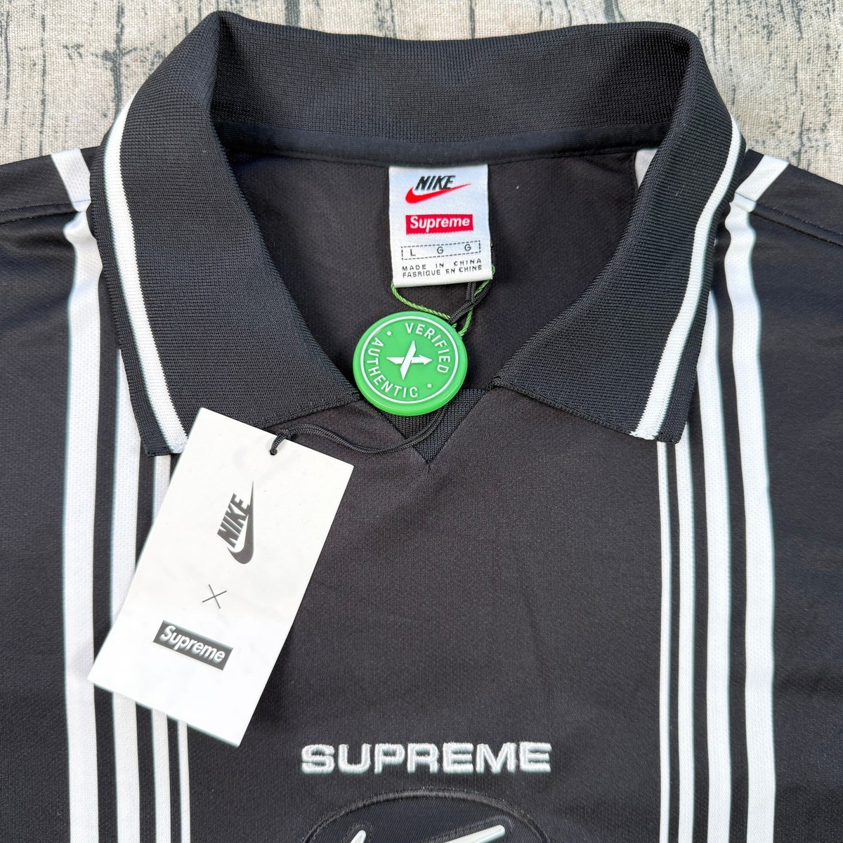 NWT Supreme Nike Jewel Stripe Soccer Jersey Large CW9698-010 | eBay