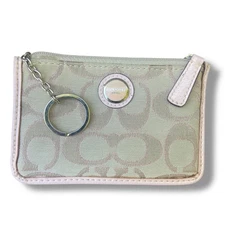 Coach Pink and Cream Khaki Medium Skinny Coin And Card Holder