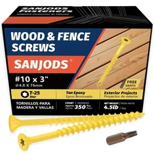 #10 x 3" Deck Screws (4.5lb Box) - Epoxy Coated Rust-Resistant Tan Torx Drive