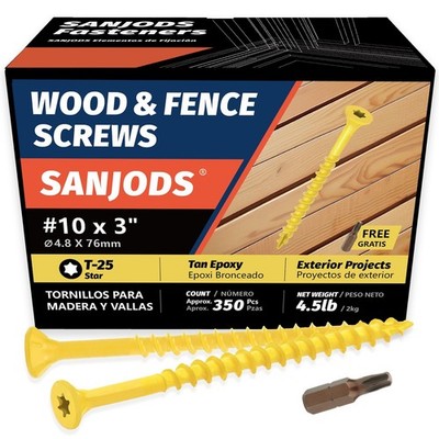 #10 x 3'' Deck Screws (4.5lb Box) - Epoxy Coated Rust-Resistant Tan Torx Drive