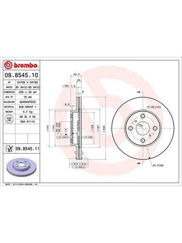 Brembo Disc Brake Rotor (Single) 255mm fits Toyota Echo 1.5 NCP13 (09.8545.11) - Picture 2 of 12