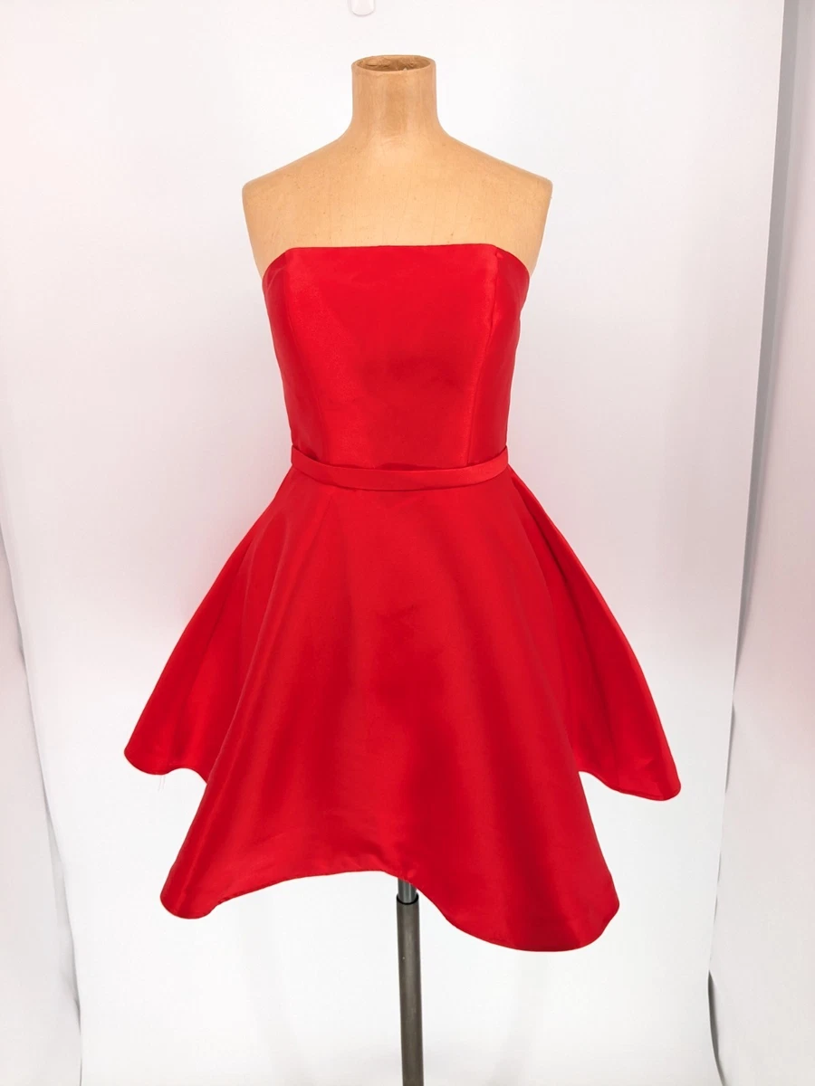 open lace back dress Sesidy Sawyer Strapless Fringe Red Dress main image 1