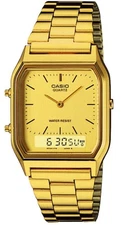 Casio AQ230GA-9 Men's Ani-Digi Gold Steel Link Strap Watch