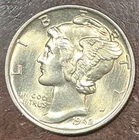 1942 MERCURY DIME CHOICE UNC NICE GOLDEN TONING