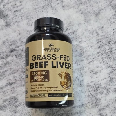 Wholesome Wellness Grass-Fed Beef Liver 750mg 180 Capsules Exp 09/2028