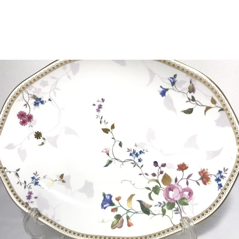 Plato Ovalado Wedgwood Oro Rosa Blanco Floral con Borde Dorado 26 cm x 19,5 cm Foto 3 de 4