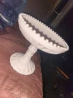 Jeannette Shell Pink Milk Glass Windsor Footed Bowl Pedestal Compote Candy Dish