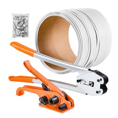Uimoso Banding Strapping Kit with 330 ft PP Strap and 100 Metal Seals, Orange