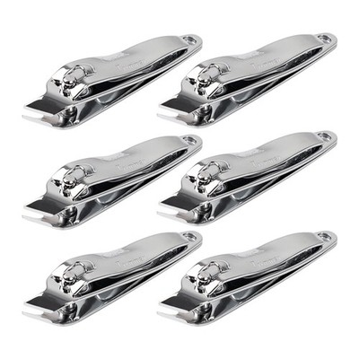 uxcell 6 PCS Sharp Nail Clippers Set, Metal Slanted Edge Toenail Silver Tone 