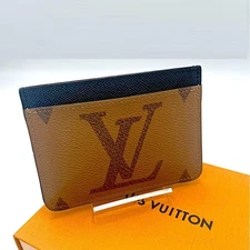 LOUIS VUITTON M81462 Monogram Reverse LV Side Up Card Holder Wallet Brown YK695