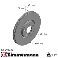 2X Zimmermann 150.2939.20 Bremsscheibe FüR Mini Clubman Countryman F56 F57 F54