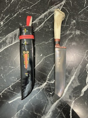 Uzbek Pichoq National Knife, Chust Region, Sharp Metal Blade, Leather Sheath