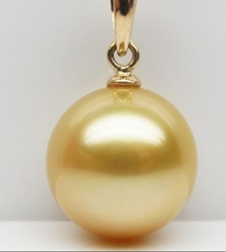 PERFECT 13MM NATURAL AUSTRALIAN SOUTH SEA GENUINE GOLD LOOSE PEARL PENDANT 1818