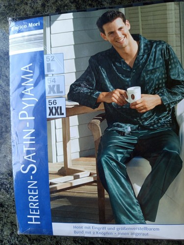 Schlafanzug Satin - Gr. XXL 56 - neu - grün - Enrico Mori
