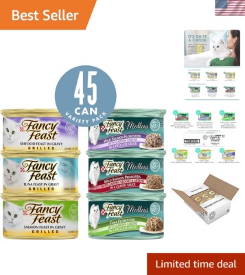 Purina Wet Cat Food Variety Pack, Grilled Feast & Medleys Seafood Collection ...