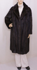 Real Mink Fur Saga Chocolate Brown Mahogany Vintage Midi Coat 10-12-14 Uk / L