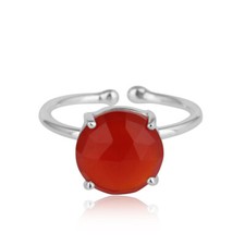 Red Onyx Prong Set Gemstone 925 Sterling Silver Girls Designer Ring Jewelry