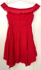 Urban Outfitters SIZE SMALL PETITE Red Dress Ruffle Off the Shoulder