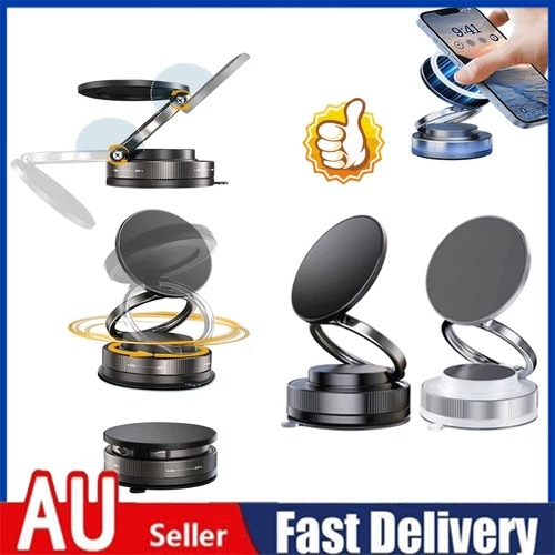360 Vacuum Strong Magnetic Phone Holder Suction Cup Car Stand Foldable Car Mount - Picture 1 of 20