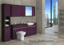 HACIENDA / AUBERGINE GLOSS BATHROOM FITTED FURNITURE WITH WALL UNITS 2300MM