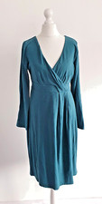 Seasalt Dress, Size 10, Teal Blue; - Empire, Stretch, 3/4 Sleeves, Jersey