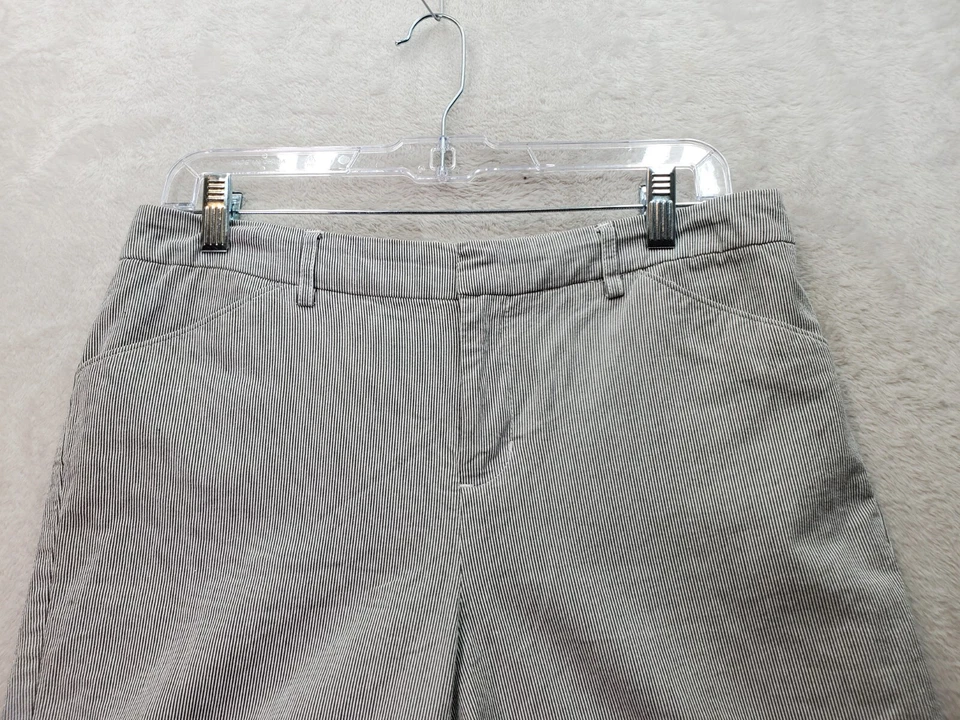 DKNY Chino Corto Mujer Talla 8 Negro Blanco Rayas 100% Algodón Bolsillos Frente Plano Foto 4 de 4