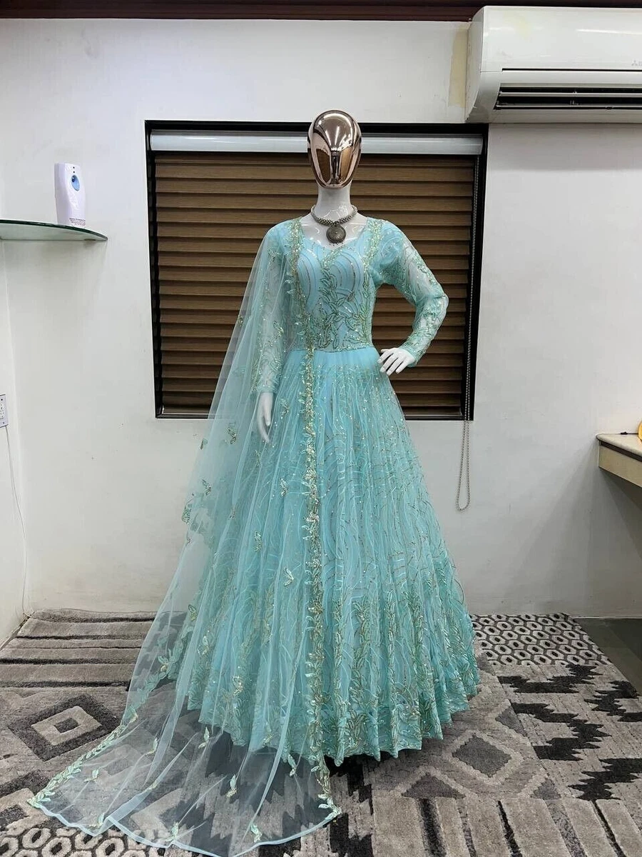 Women Designer Long Gown Beautiful Dupatta Bollywood Style Gown Partywear  Gown | eBay