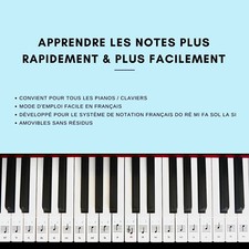STICKERS PIANO TOUCHES Haute qualité / Touches en français Do Ré Mi Fa Sol La Si