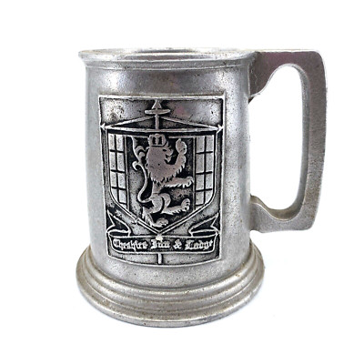 RWP Pewter Beer Stein Mug Cheshire Inn and Lodge Lion Logo 4.5'' Vintage