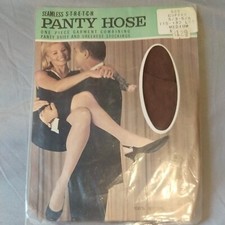 Vintage 1960s Seamless Stretch Panty Hose Medium Coffee S-T-R-E-T-C-H