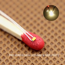 20pcs Pre-wired Micro PTFE Wire Warm White SMD LED 0402 Lights Free Resistors