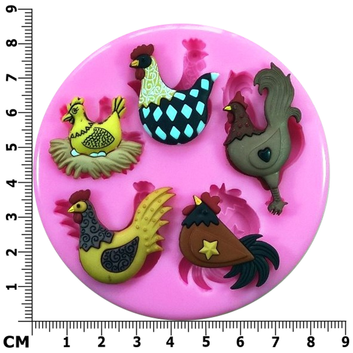 Hen House Chicken Cockerel Eggs Silicone Mould by Fairie Blessings