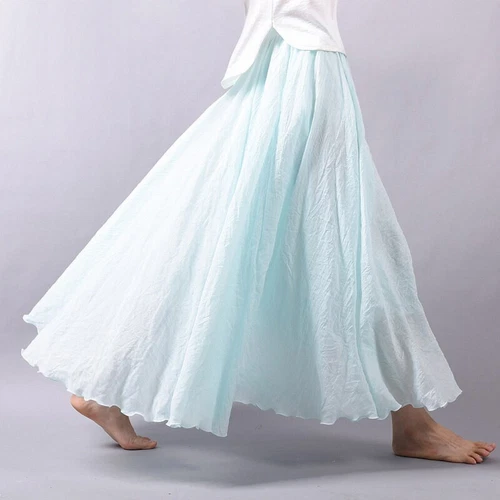 Women Summer Skirt Cotton Blend Long Skirts Elastic Waist Boho Maxi Skirts Size - Picture 2 of 32