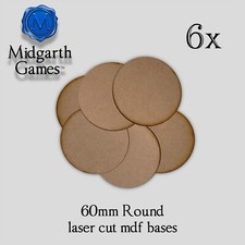 6x Round 60mm MDF Bases Miniature Warhammer Laser Cut 40K FAST SHIPPING