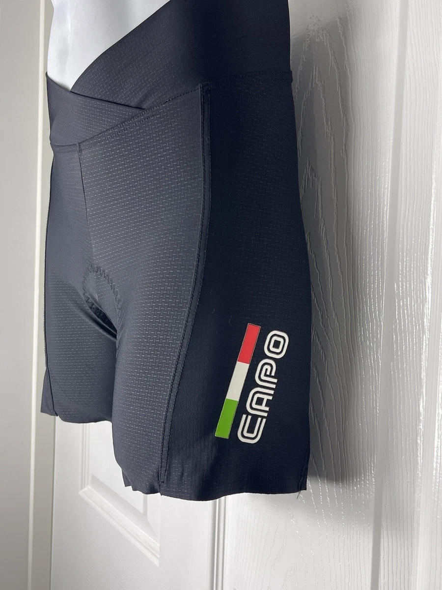 Capo Cycling Shorts Womens Padded Size M Black with Italian flag