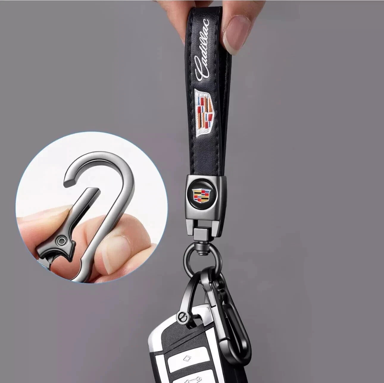 Cadillac Genuine Leather Keychain US Seller Free Shipping