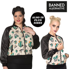 Banned Apparel Lost And Found Bomber Jacket With Skulls Cactus Desert Print