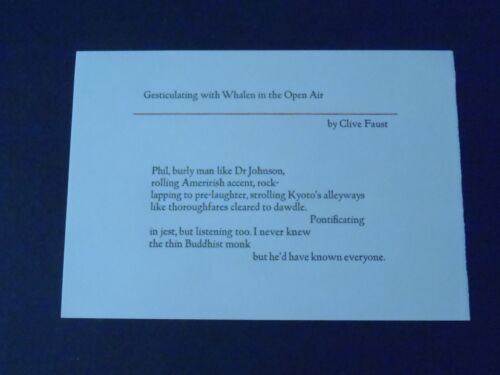 GESTICULATING WITH WHALEN IN THE OPEN AIR by Clive Faust 2003 Handset Broadside - Picture 1 of 5