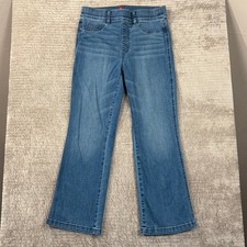 SPANX Flare Bootcut Jeans Women L Blue Denim Stretch High Rise Pants