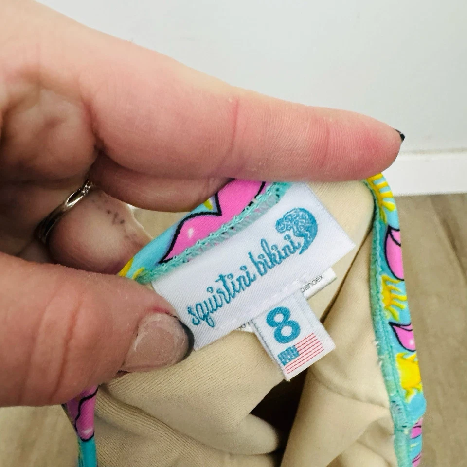 Squirtini Bikini Rosa Y Amarillo Traje De Baño De Una Pieza Niñas Talla 8 Foto 3 de 4