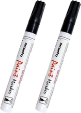 Black Paint Pens Permanent Markers - 2 Pack Oil Based Quick Dry Waterproof