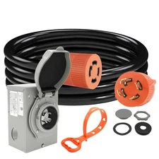 Finderomend 15ft 30 Amp Generator Cord and 30 Amp Generator Inlet Box, NEMA L...