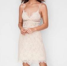 Victoria Secret's Small Dream Angels Floral Lace & Ring Slip Dress White/Nude