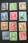 US Stamps used SC # 158, 215, & ten more: 1880,  1900 to 1930s, vintage