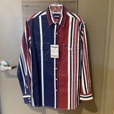 Wrangler Men's Brushpopper Striped Long Sleeve Snap Western Shirt -