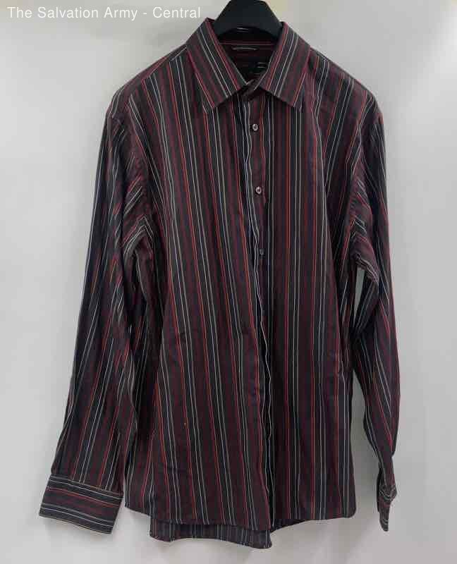 Express Mens Multicolor Striped Long Sleeve Collared Button-Up Shirt Size XL