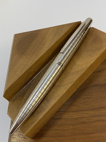 Dunhill Brushed Stainless Steel Crosshatch Ballpoint Pen - 5.75" Long