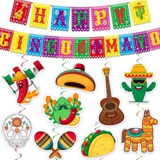 Cinco de Mayo Party Decorations, Happy Cinco De Mayo Banner and Hanging Swirl...